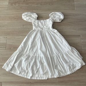 Abercombie Ruched Puff Sleeve Poplin Midi Dress